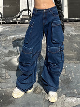 High Waisted Wide Leg Baggy Cargo Jeans Pants